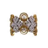 Sonia B. Diamond and 18k gold ring featuring (46) full-cut diamonds, weighing a total of