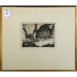 Continental School (20th century), Old European Church, etching, pencil signed indistinctly lower