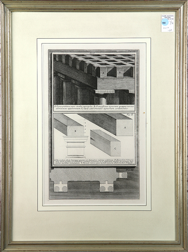 (lot of 2) After Francesco Piranesi (Italian, 1758 - 1810), Architectural Studies of Pompeii and a