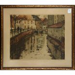 Ferdinand-Jean Luigini (French, 1870 - 1943), French Canal, etching in colors, pencil signed lower