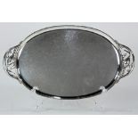 Georg Jensen sterling silver "Blossom" pattern oval tray, 1933-1944, 14.5"w x 8.75"d, 18.29 troy