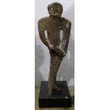 Philippine carved wood abstract figure, 65"h