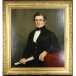 American School (19th century), Portrait of a Young Man, oil on board, unsigned, overall (with