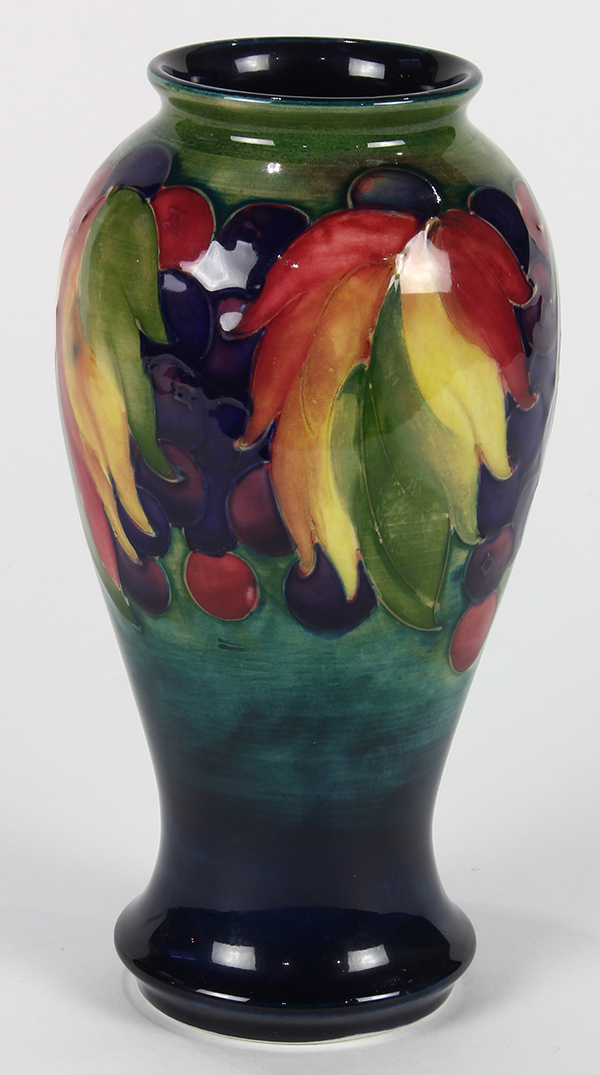 Moorcroft flambe vase, circa 1925, the baluster form depicting leaves and berries on a cobalt - Image 3 of 5