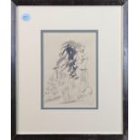 (lot of 2) Untitled (Figure Sketches), inks on paper, each unsigned, 20th century, largest