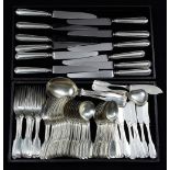 (lot of 77) Frank W. Smith sterling silver flatware service for twelve in the "Fiddle Thread"