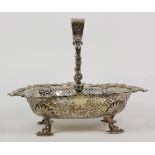 George II sterling silver basket, bearing rubbed maker's marks, London, 1747 or 1787, the everted