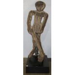 African carved wood male figure, 63"h