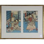Utagawa Toyokuni (Japanese, 1786-1865), 1859, diptych woodblock, of Kabuki prints 'Musashi Goro' and