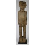 Madagascar male figural grave marker with stand, likely Sakalava, Madagascar, 32"h, Provenance: