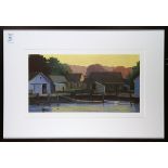 Sandy Wadlington (American, b. 1951), Untitled (Lake Houses), serigraph, pencil signed lower