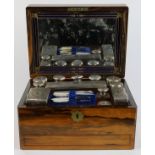 (lot of 18) Edwardian style gentleman's grooming suite comprising hammered silver-plate mounted