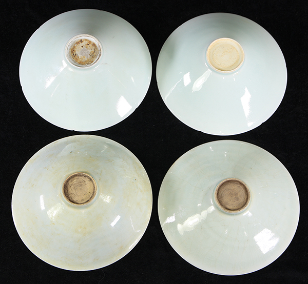 (lot of 4) Chinese yingqing glazed porcelain bowls, each incised with children amid floral - Image 2 of 11