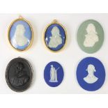 (lot of 6) Wedgwood and Co. medallions, including a basalt example depicting Jacob Cats, 1766, the