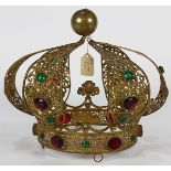 Brass Balacchino or crown, early 20th Century, the pronged circlet surmounted by paste stone