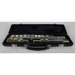 Gemeinhardt sterling silver flute, made in Elkhart Indiana, serial number G53988, with case and