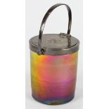 Tiffany Favrile Glass and Tiffany & Co. Sterling Silver Mounted Jam Pot, of cylindrical form, in