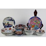 (lot of 14) Japanese Imari ware: consisting of five dishes, seven bowls and one cup; together with a