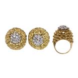 Pair of Van Cleef & Arpels diamond and 18k yellow gold earrings with a diamond and 14k yellow gold