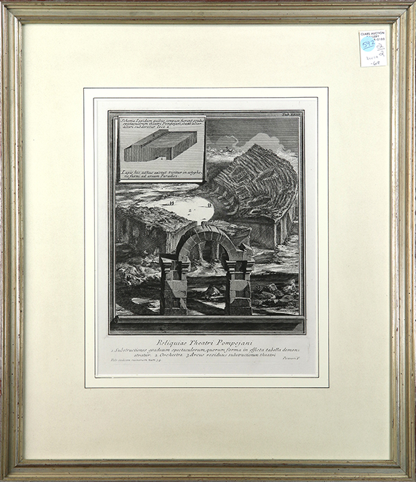 (lot of 2) After Francesco Piranesi (Italian, 1758 - 1810), Architectural Studies of Pompeii and a - Bild 2 aus 2