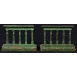 Pair of Bradley and Hubbard cold painted bronze bookends, each as a model of the "Temple of Isis"