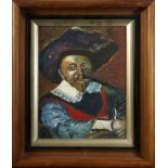 The Cavalier, oil on board, unsigned, 20th century, overall (with frame): 14"h x 12"w