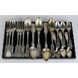 (lot of 21) Silver flatware group consisting of coin silver tablespoons and teaspoons, mostly by