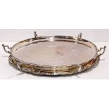 Impressive Georgian style silver-plate lazy susan mounted with old English style handles, and