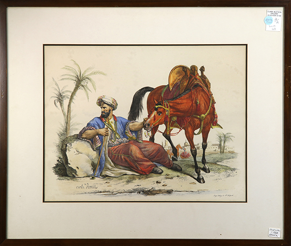 (lot of 2) Antoine Charles Horace Vernet (French, 1758-1836), Orientalist Horsemen, lithographs with - Bild 2 aus 2