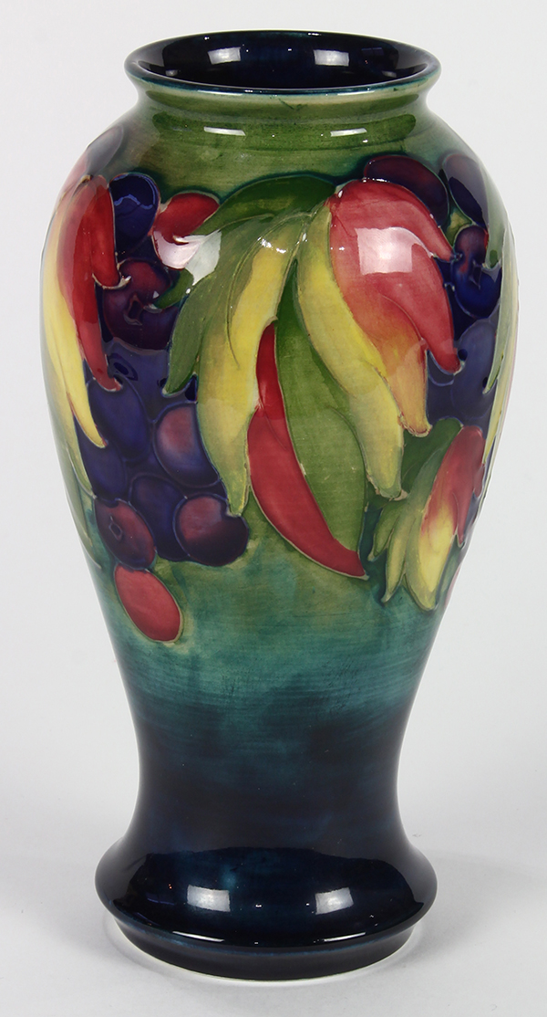 Moorcroft flambe vase, circa 1925, the baluster form depicting leaves and berries on a cobalt - Image 4 of 5