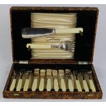 (lot of 16) Christopher Johnson & Company, Sheffield, England bone style handled and silver-plate