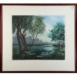 (lot of 2) Michael Schofield (American, b. 1947), Forest Clearing, serigraph, pencil signed lower