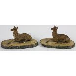 (Lot of 2) Cold painted bronze figural group, circa 1900, consisting of a pair of fawns each