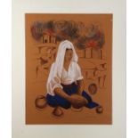 Francisco dos Amantes (American/Mexican, 1911-1986), Woman Making Pottery, color lithograph,