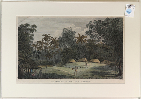 (lot of 7) Engravings with hand-coloring, "View of Anamooka," "The Natives of Otaheite Attacking - Bild 5 aus 7