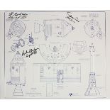 Mission Configuration drawing for the Apollo rocket, signed by Ed Gibson, Richard Gordon, and