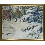 Mogens Gad (Danish, 1887-1931) Winter Scene, oil on canvas, signed lower left, overall (with frame):