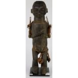 Yaka, D.R. Congo, male magic fetish figure with long arms crossed over chest, having many