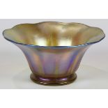 Louis Comfort Tiffany art glass finger bowl, inscribed "LCT Favrile 5-1583" verso, 2.5"h x 5.5"dia.