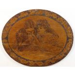 The Kiss, 1907, carved wood with ink, signed "C Gibson" lower center, inscribed "To Elizabeth,