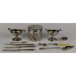 (lot of 12) silver group consisting of a Georg Jensen sterling silver clam style box, and an