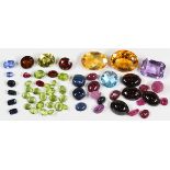 (Lot of 57) Unmounted stones comprised of (1) cushion-cut sapphire, weighing 2.08 cts., (