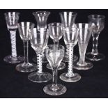 (lot of 10) Collection of British and Dutch wine and champagne glasses, 18th century, some having