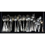 (lot of 33) Sterling silver teaspoons, demitasse spoons including two .800 silver, fruit spoons,