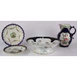 (lot of 4) Worcester soft paste porcelain group circa 1770, each having a scenic decorated medallion