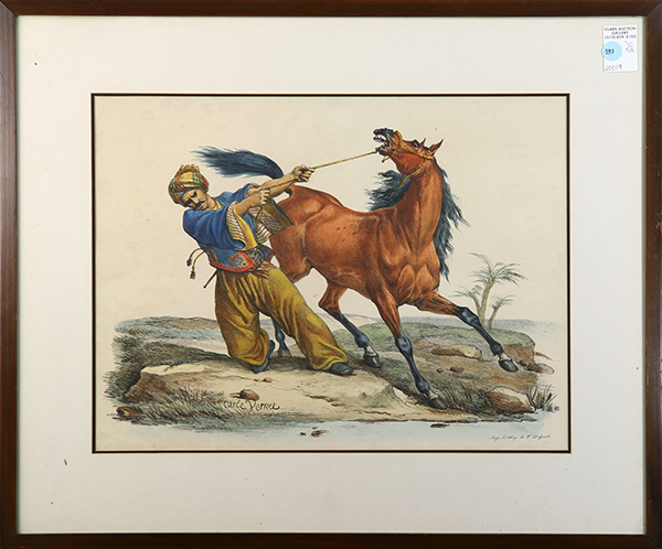 (lot of 2) Antoine Charles Horace Vernet (French, 1758-1836), Orientalist Horsemen, lithographs with