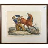 (lot of 2) Antoine Charles Horace Vernet (French, 1758-1836), Orientalist Horsemen, lithographs with