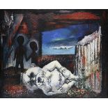 Untitled (Nightmare), oil on canvas, signed "John Cornin" lower left, 20th century, overall (