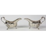Pair of George III sterling silver sauce boats, Dublin, probably last quarter 18th century, each
