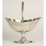 George III sterling silver sugar basket, James Scott, Dublin, 1799, the stylized shell bowl with